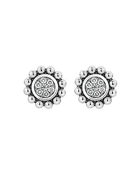 Lagos Sterling Silver Caviar Spark Diamond Stud Earrings