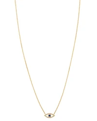 14K Yellow Gold Diamond & Blue Sapphire Evil Eye Pendant Necklace
