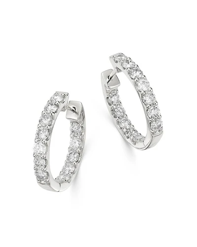 Diamond Oval Inside Out Hoop Earrings in 14K White Gold