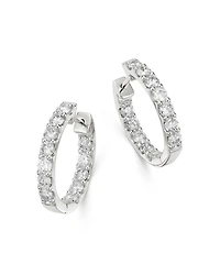 Diamond Oval Inside Out Hoop Earrings in 14K White Gold