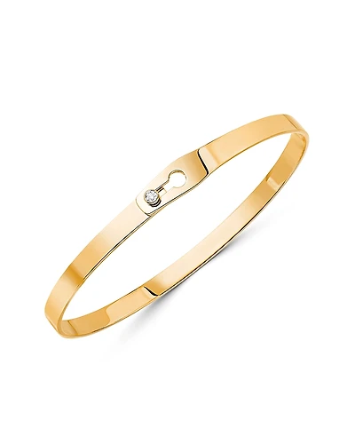 dinh van 18K Yellow Gold Serrure Bangle Bracelet with Diamonds