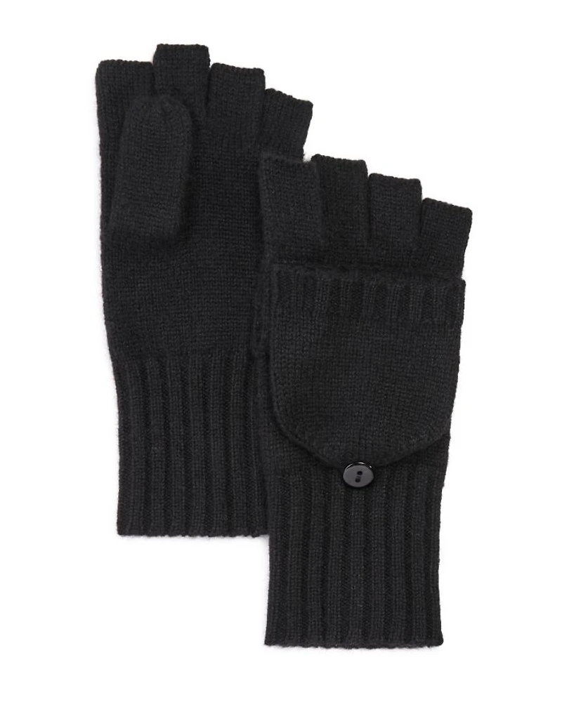 Ribbed Knit Cashmere Pop Top Mittens - Exclusive