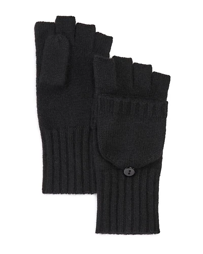 Ribbed Knit Cashmere Pop Top Mittens - Exclusive