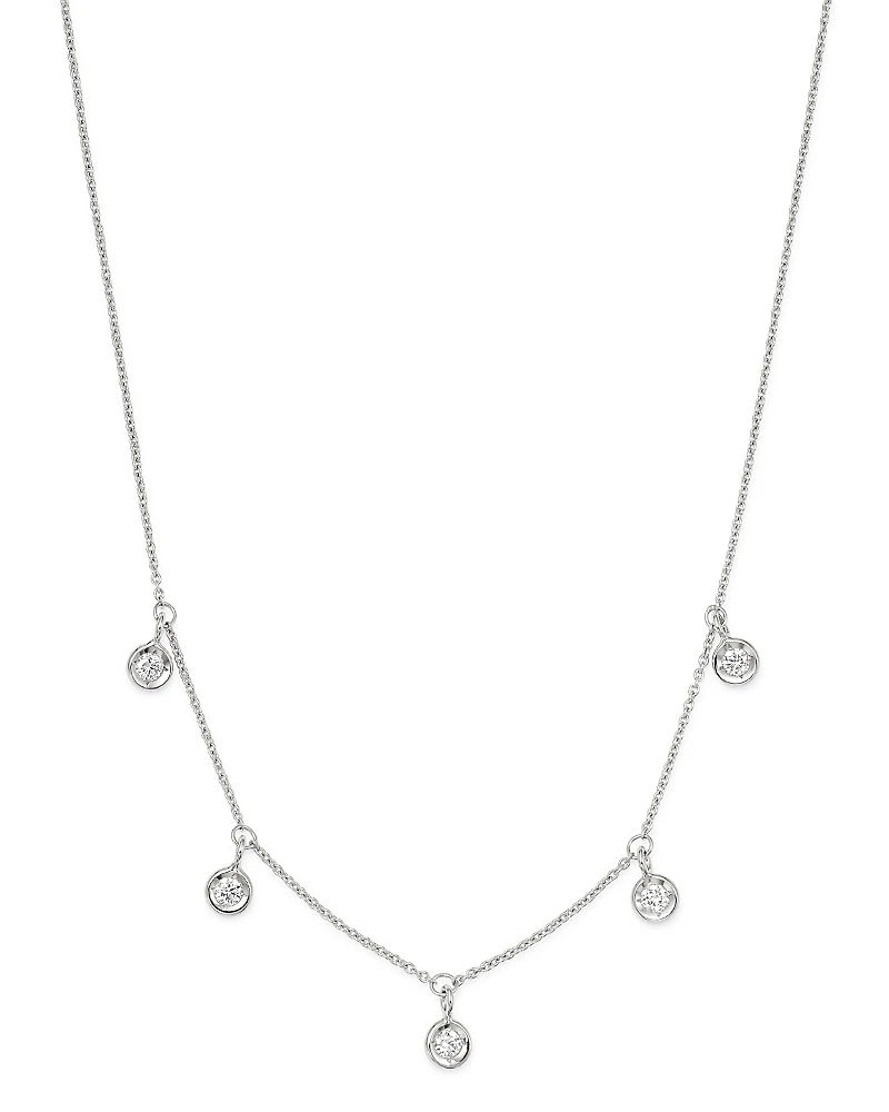 Roberto Coin 18K White Gold Diamonds By The Inch Dangling Droplet Necklace, 18