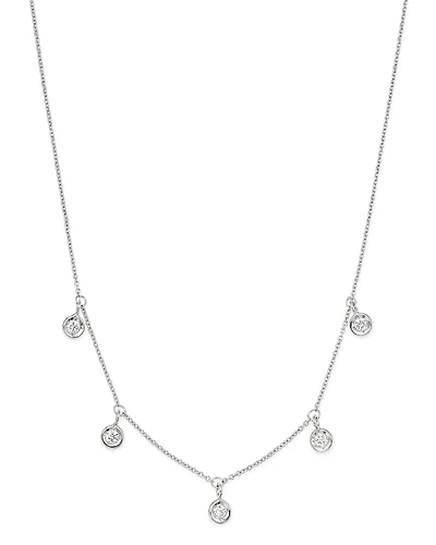 Roberto Coin 18K White Gold Diamonds By The Inch Dangling Droplet Necklace, 18