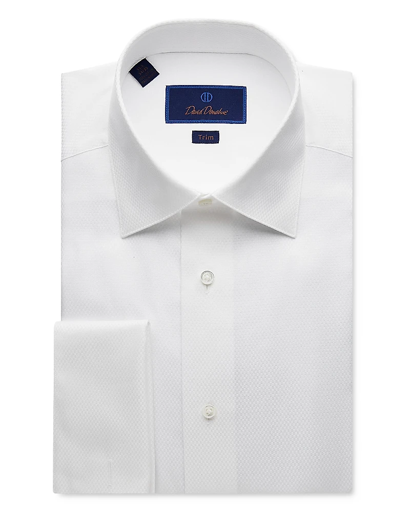 David Donahue Dobby Weave French Cuff Trim Fit Formal Shirt