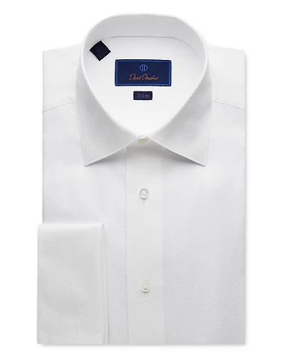 David Donahue Dobby Weave French Cuff Trim Fit Formal Shirt