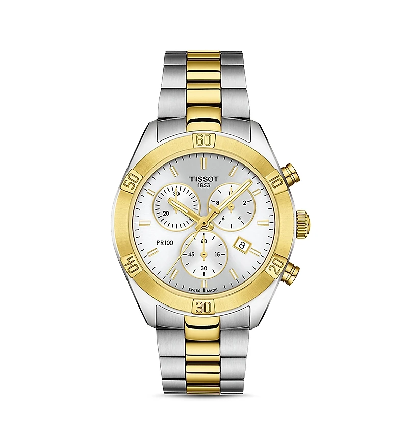 Tissot Pr 100 Sport Chic Two-Tone Link Bracelet Chronograph, 38mm