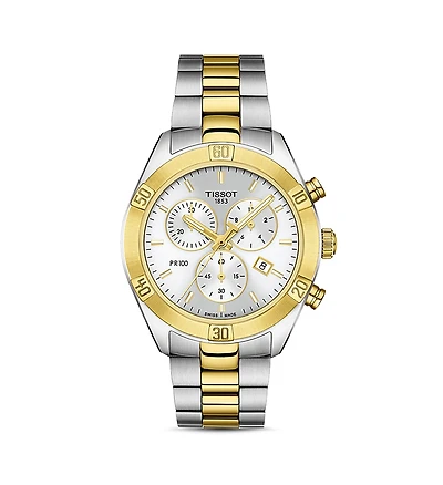 Tissot Pr 100 Sport Chic Two-Tone Link Bracelet Chronograph, 38mm