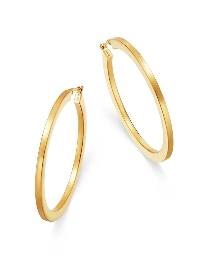 Flattened Hoop Earrings in 14K Yellow Gold - Exclusive