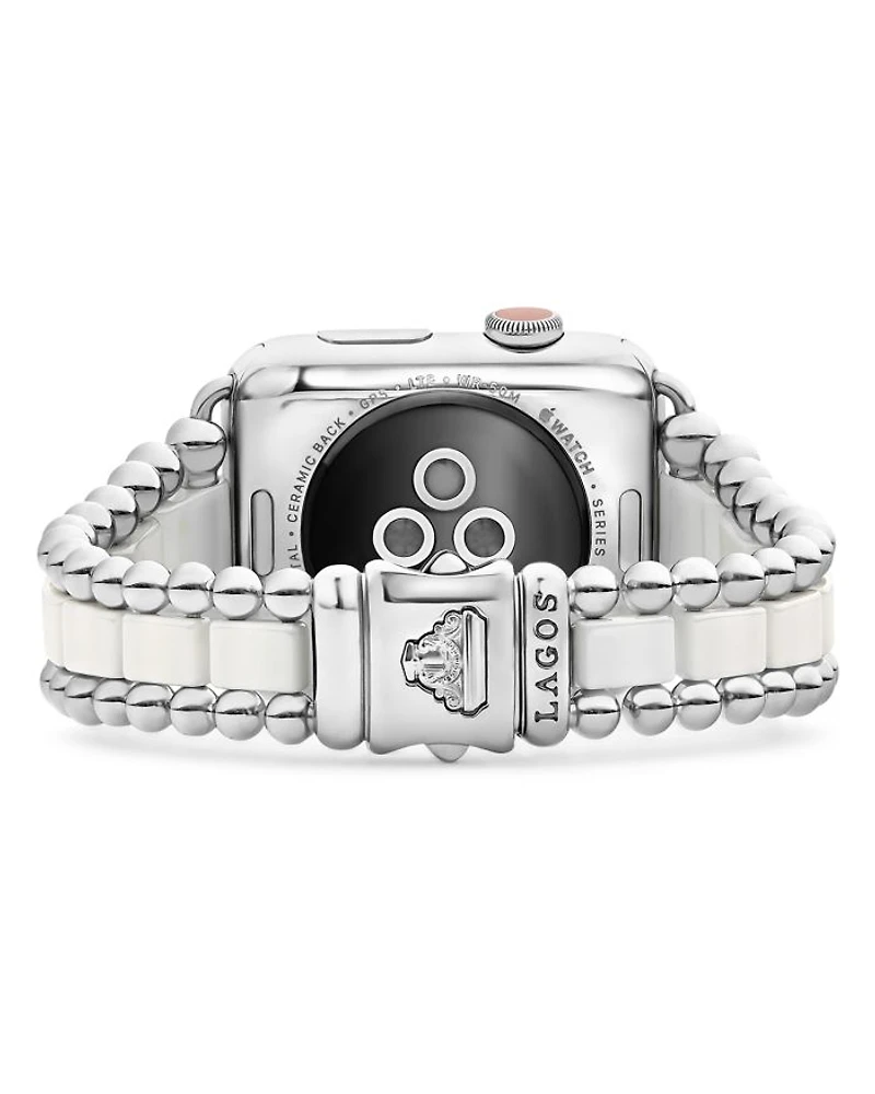 White Ceramic Smart Caviar Apple™ Watch Band, 38mm-42mm