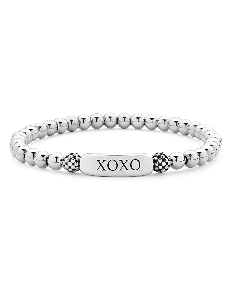 Lagos Sterling Silver Signature Caviar Xoxo Station Bracelet
