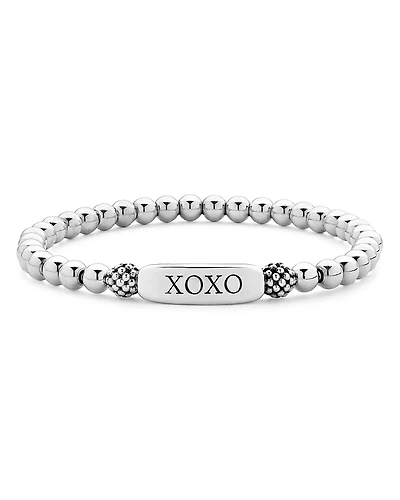 Lagos Sterling Silver Signature Caviar Xoxo Station Bracelet