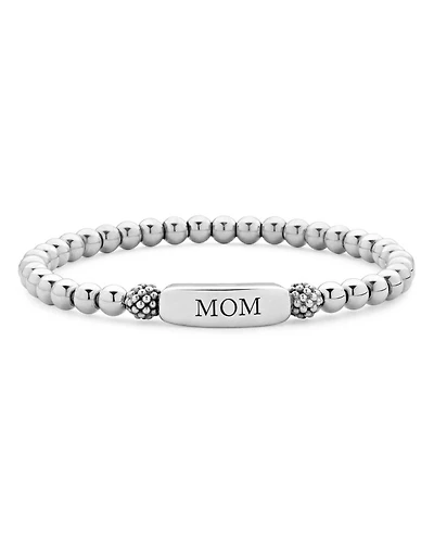 Sterling Silver Signature Caviar Mom Station Bracelet