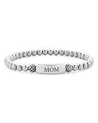 Sterling Silver Signature Caviar Mom Station Bracelet