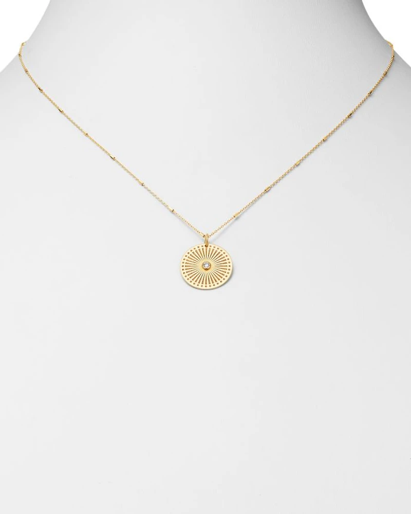 14K Yellow Gold & Diamond Sunbeam Medallion Pendant Necklace, 18"