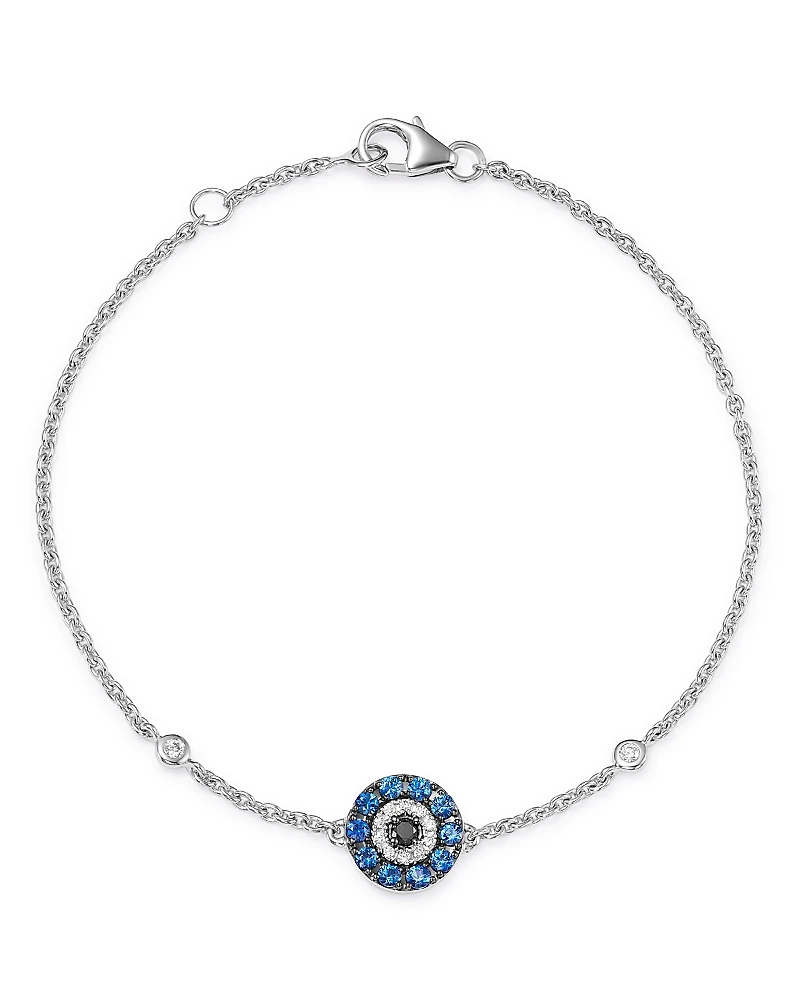 Bloomingdale's Fine Collection Blue Sapphire & Black & White Diamond Evil Eye Bracelet