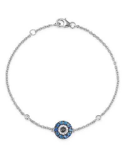 Bloomingdale's Fine Collection Blue Sapphire & Black & White Diamond Evil Eye Bracelet
