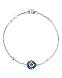 Bloomingdale's Fine Collection Blue Sapphire & Black & White Diamond Evil Eye Bracelet