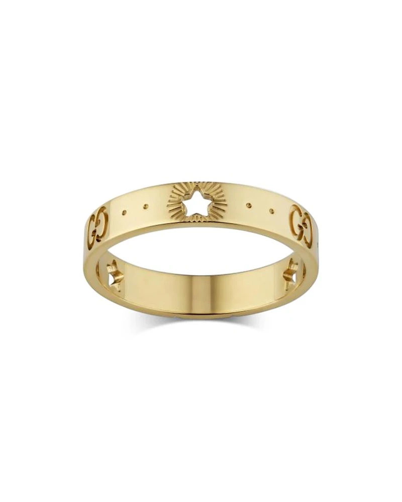 18K Yellow Gold Logo & Star Ring