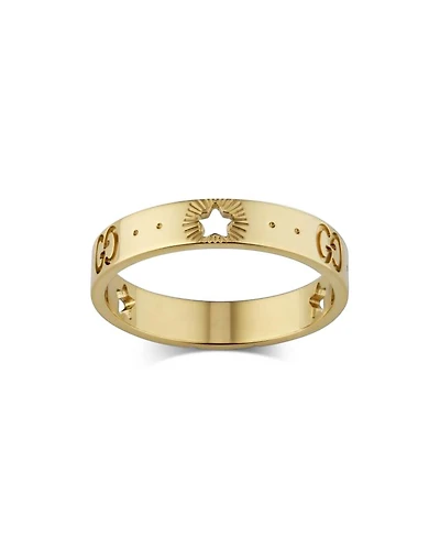 18K Yellow Gold Logo & Star Ring