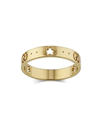 18K Yellow Gold Logo & Star Ring