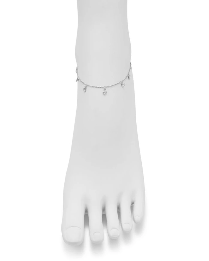 Diamond Bezel Droplet Ankle Bracelet in 14K Gold