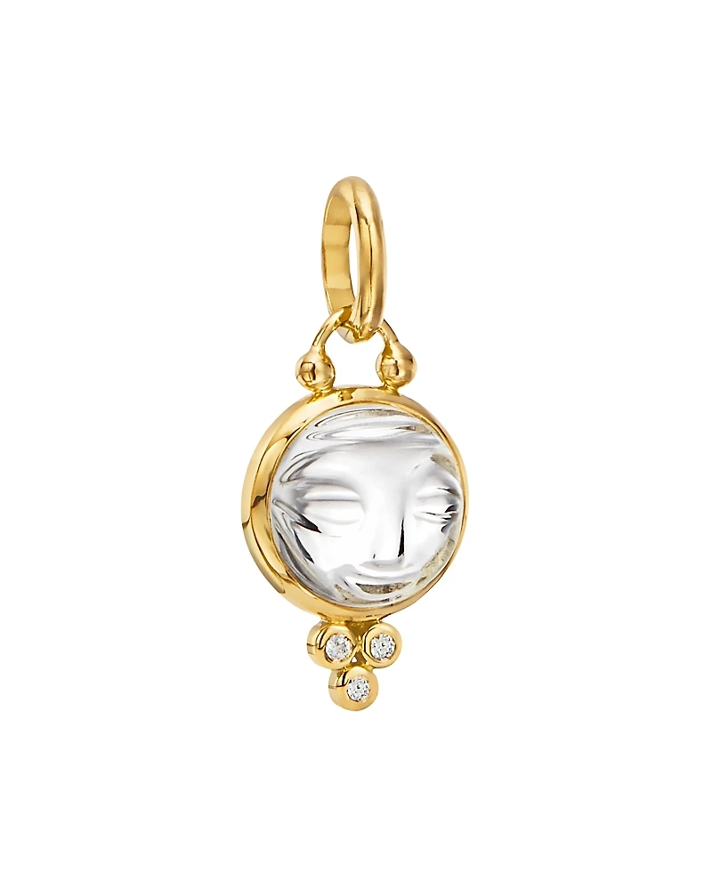 Temple St. Clair 18K Yellow Gold Carved Crystal Moonface Pendant with Diamonds