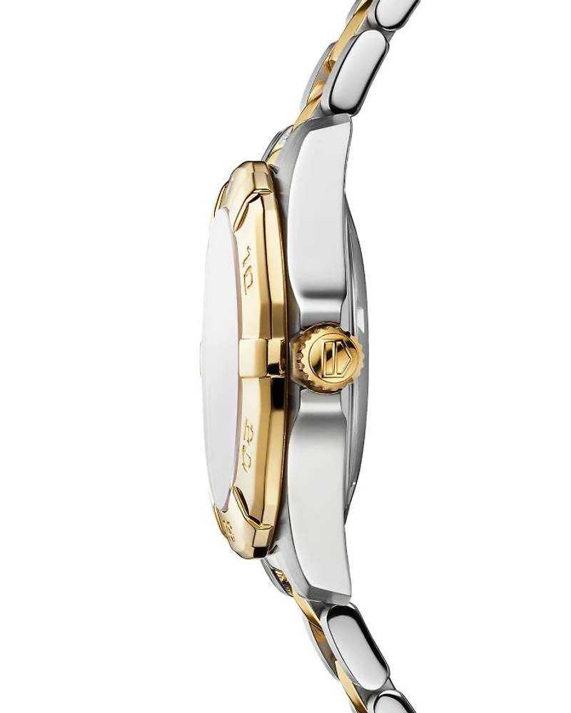 Aquaracer Quartz Ladies' Mother of Pearl Steel & 18K Yellow Gold Coating Watch, 32mm