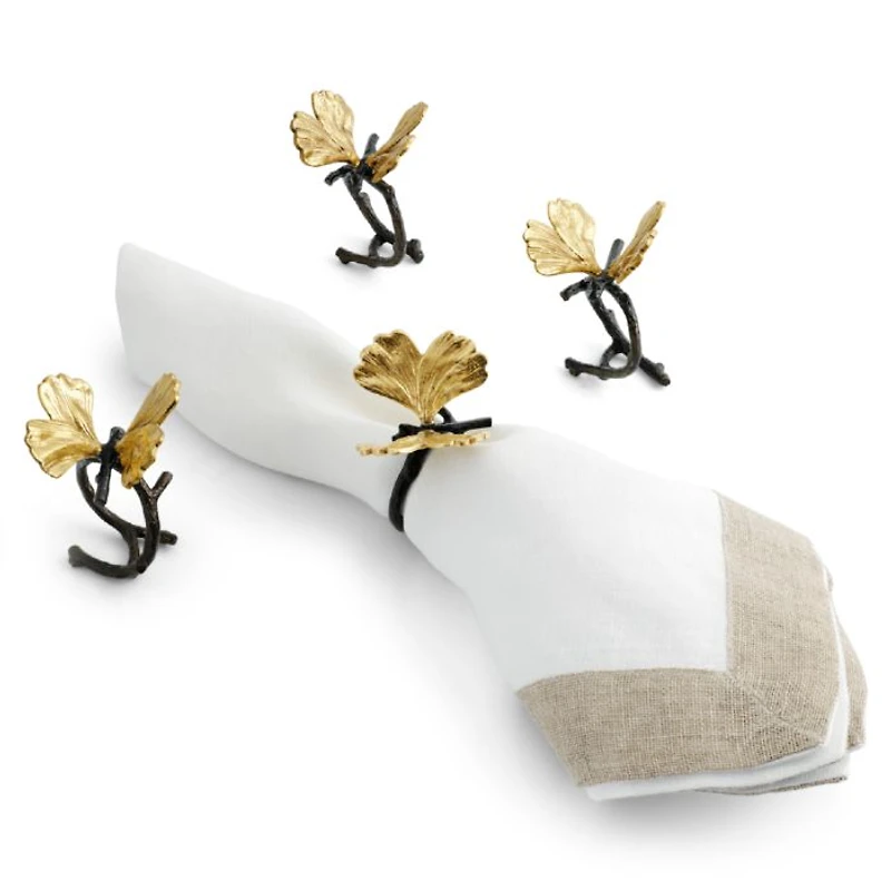 Butterfly Ginkgo Napkin Ring Set