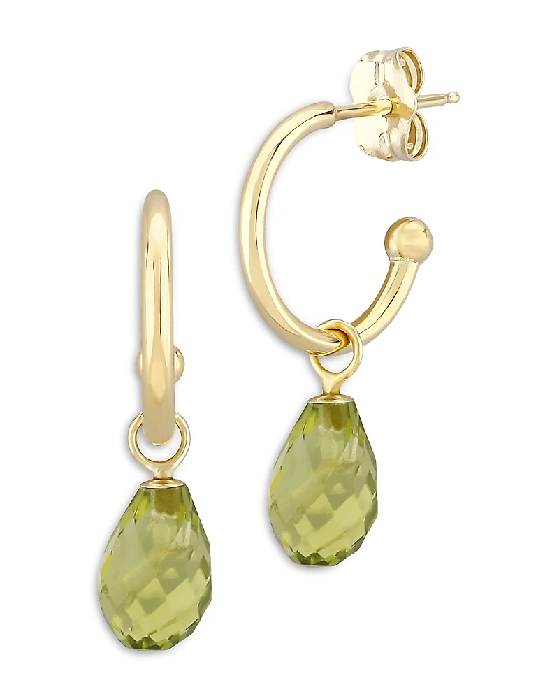 Bloomingdale's Fine Collection Peridot Briolette Dangle Mini Hoop Earrings