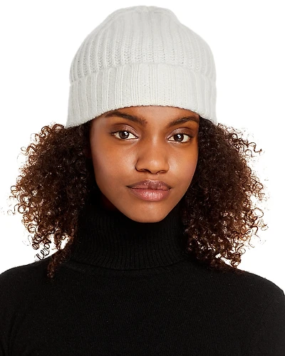 C by Bloomingdale's Ribbed Knit Cuff Cashmere Hat - Exclusive