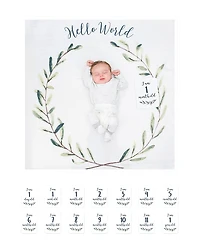 Lulujo Hello World Photo Blanket & Monthly Card Set - Baby