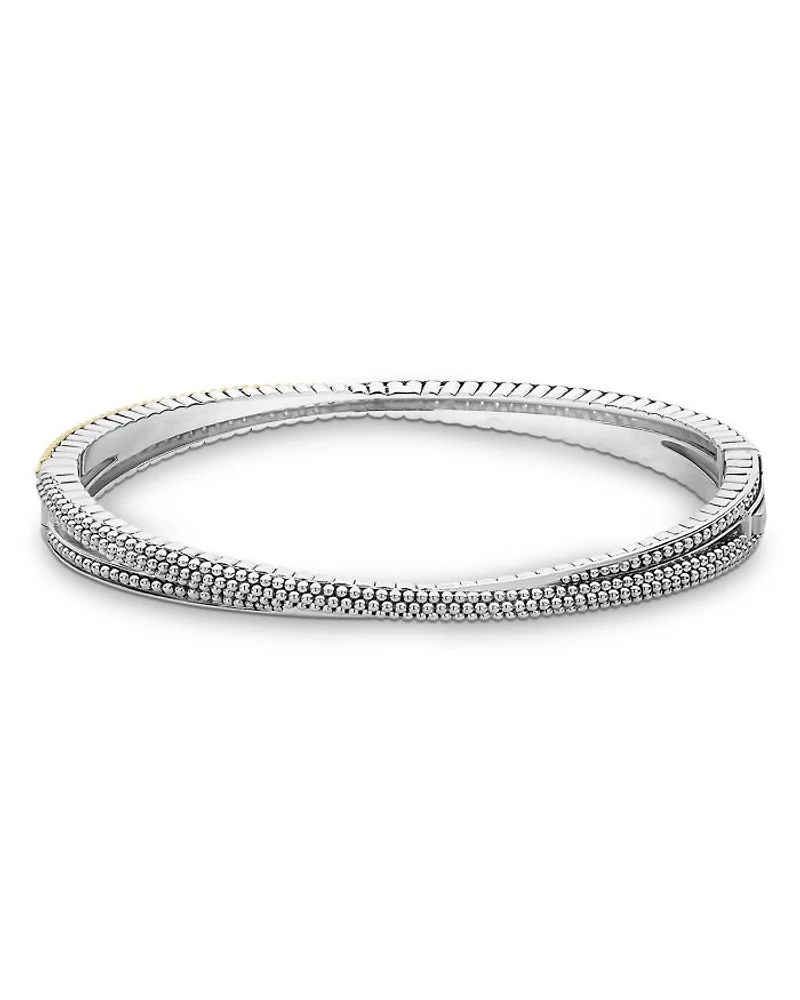 Sterling Silver & 18K Yellow Gold Caviar Lux Diamond Bangle Bracelet