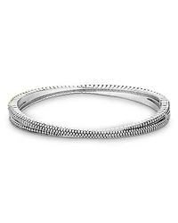 Sterling Silver & 18K Yellow Gold Caviar Lux Diamond Bangle Bracelet