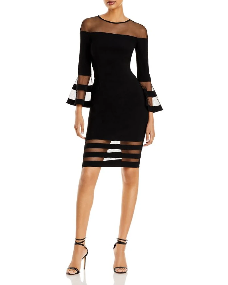 Bell-Sleeve Illusion Dress - Exclusive