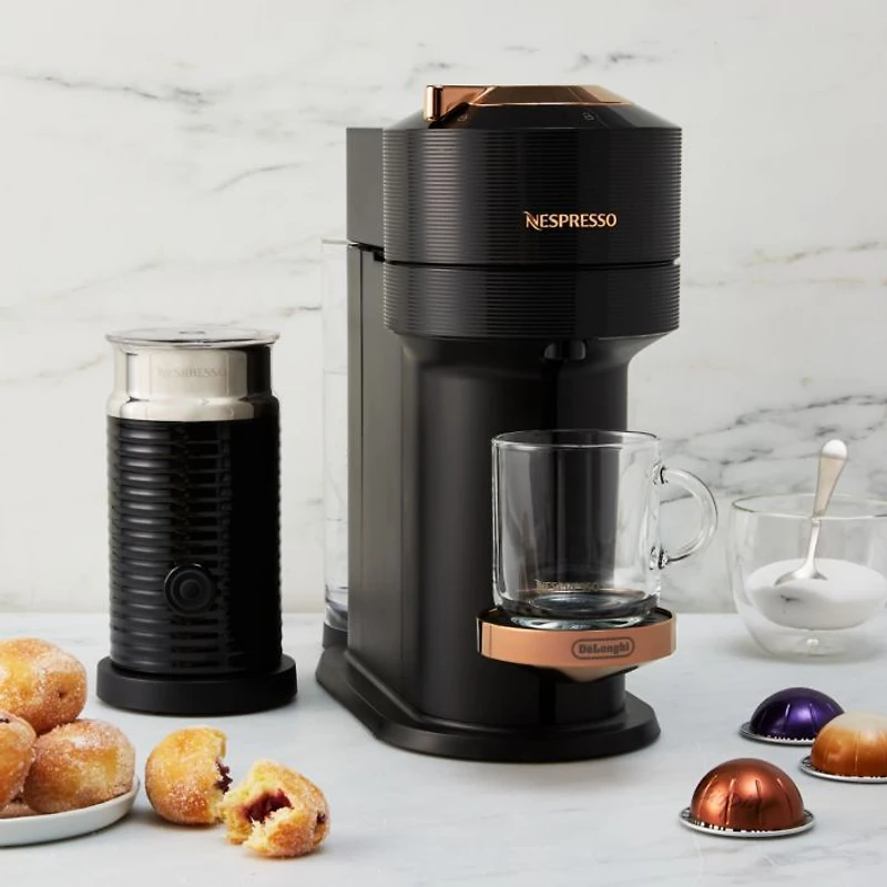 Vertuo Next Premium Coffee and Espresso Maker by DeLonghi with Aeroccino Milk Frother, Black Rose Gold