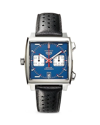 Monaco Calibre 11 Automatic Men's Blue Leather Chronograph, 39mm