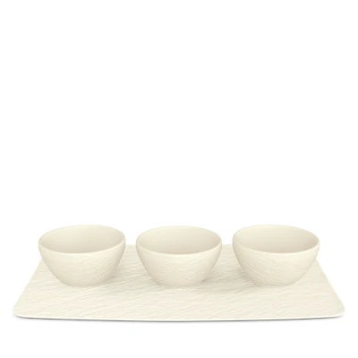 Villeroy & Boch Manufacture Rock Blanc Dip Bowl & Tray, 4-Piece Set