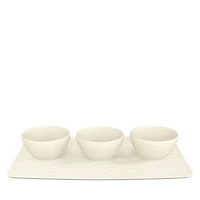 Villeroy & Boch Manufacture Rock Blanc Dip Bowl & Tray, 4-Piece Set