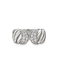 Sterling Silver Sculpted Cable Ring with Pavé Diamonds