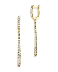 Diamond Huggie Drop Earrings in 14K Yellow Gold, 0.85 tcw