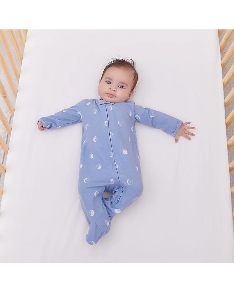 Unisex Moon Print Comfort Zip Front Footie - Baby