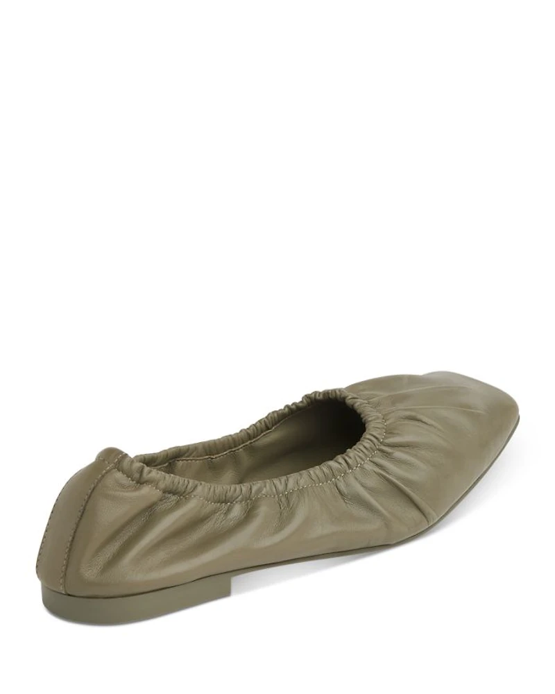 Ione Soft Ruched Square Toe Flats