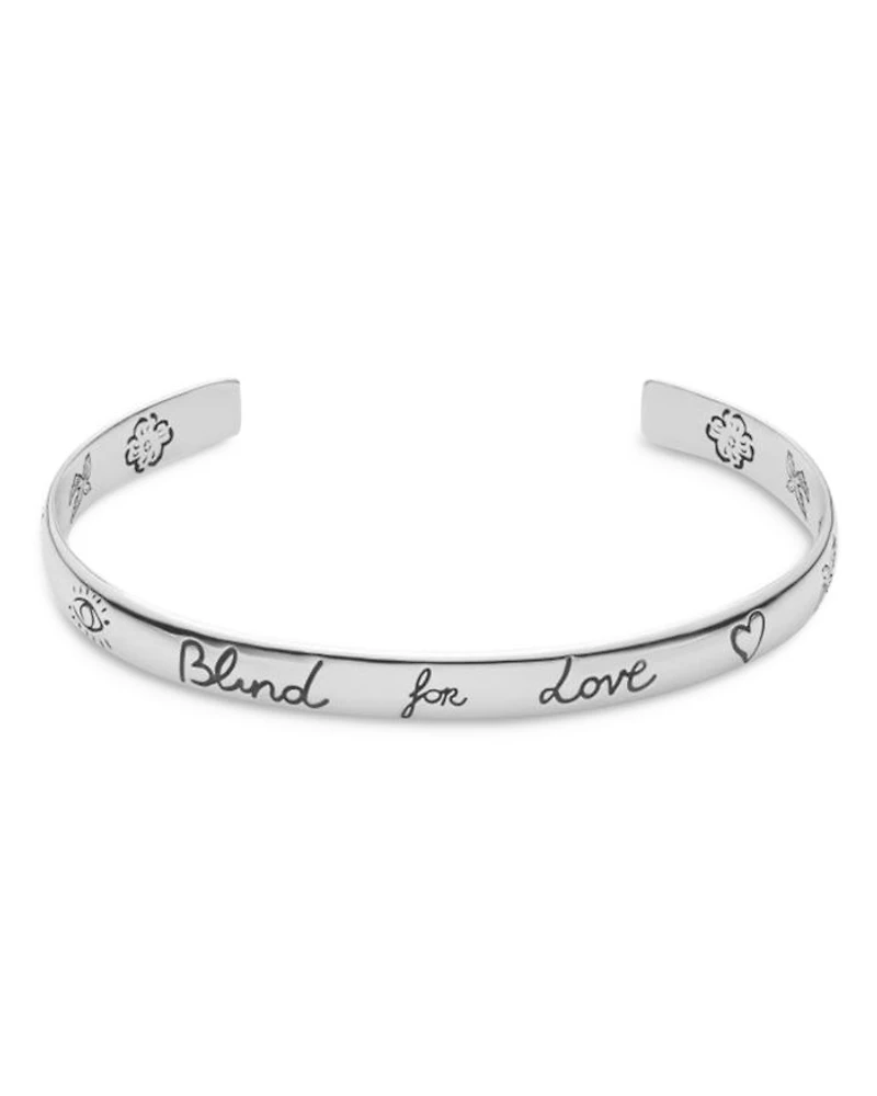 Sterling Silver Blind for Love Engraved Cuff Bracelet