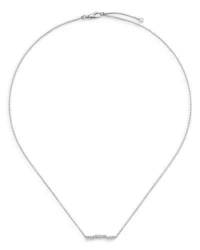 18K White Gold Link To Love Diamond Bar Necklace, 17.7"