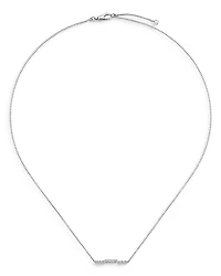 18K White Gold Link To Love Diamond Bar Necklace, 17.7"