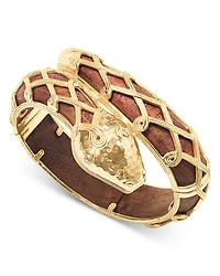 Capucine De Wolf Serpentina Pave & Teak Bangle Bracelet