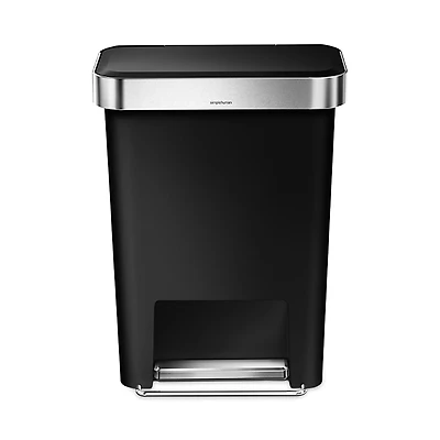 Liter Rectangular Liner Rim Kitchen Trash Can with Liner Pocket
