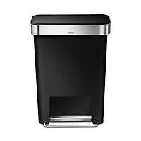 Liter Rectangular Liner Rim Kitchen Trash Can with Liner Pocket